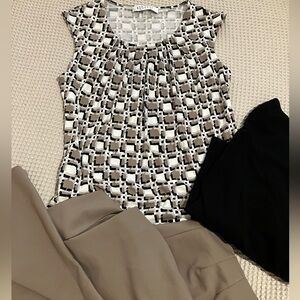 Kasper Geometric Print Sleeveless Top, Small